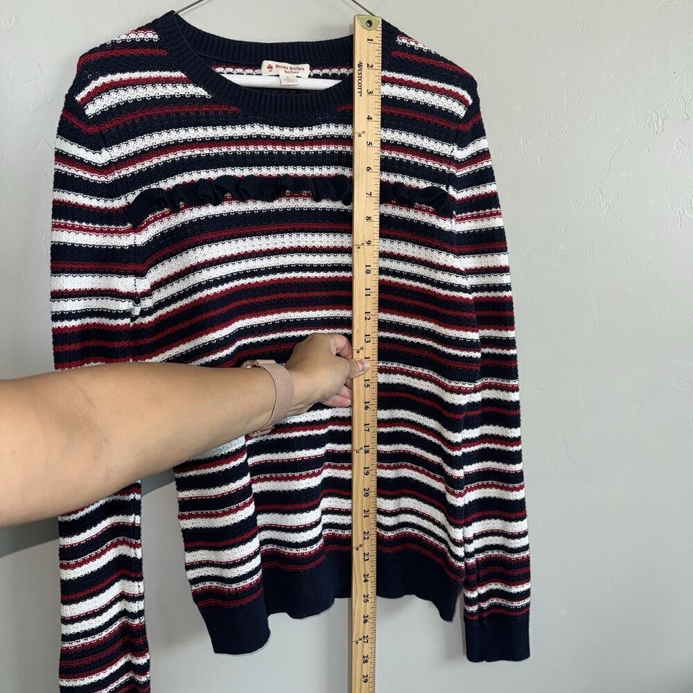 Brooks Brothers Striped Pointelle Cotton Sweater Size L Blue Red White - Picture 7 of 7